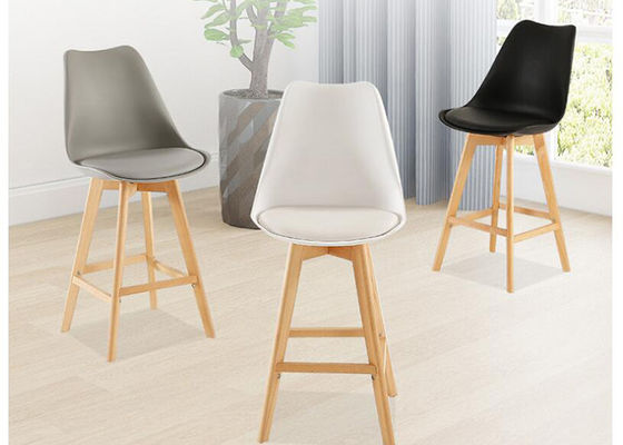 Lo sgabello da bar multifunzionale del faggio, Grey Leather Bar Stools With appoggia